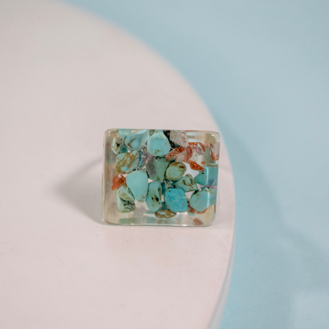 Anillo Acrílico Interior Azul Aguamarina