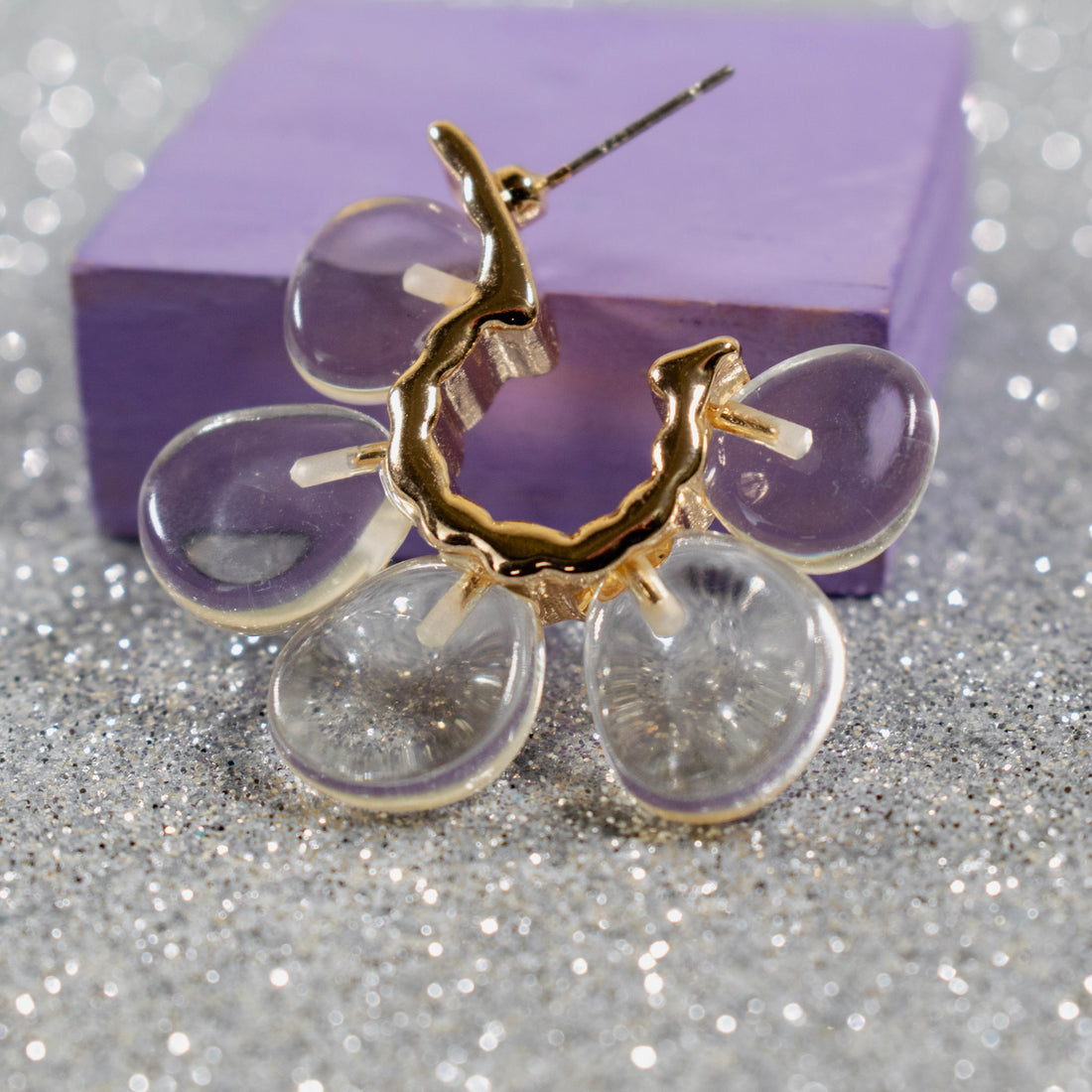 ¡NEW! Aretes Petalos Transparente