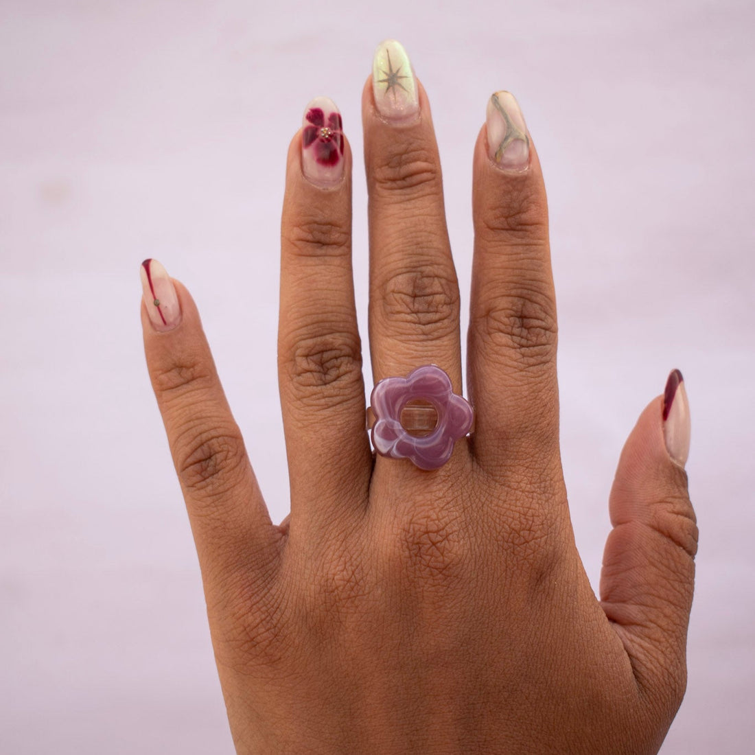 ¡NEW! Anillo Flor Pop Lila- Talla única 7