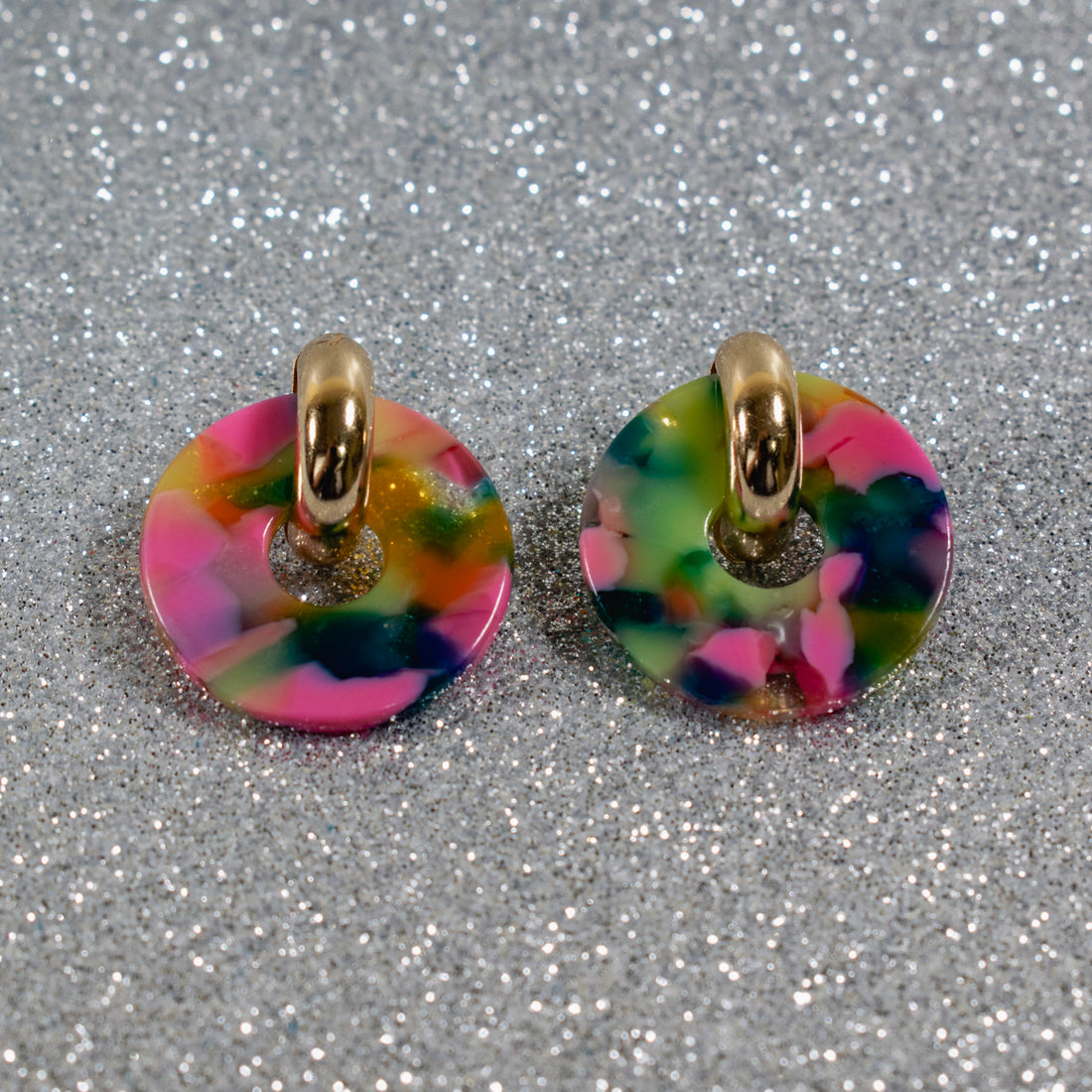 ¡NEW! Aretes Multicolor Rosado/azul