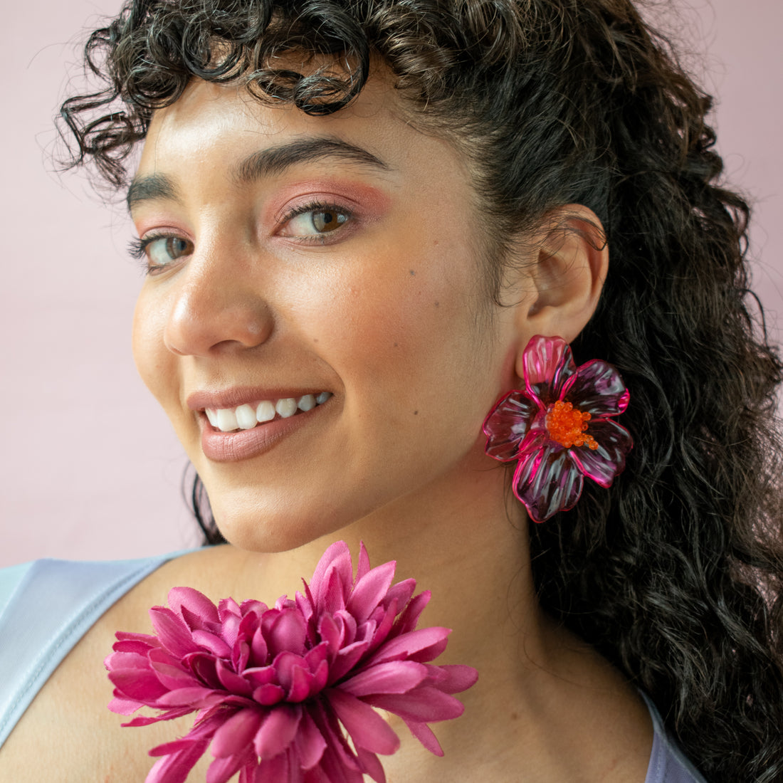 ¡NEW! Aretes MAXI Flores Místicas Fucsia