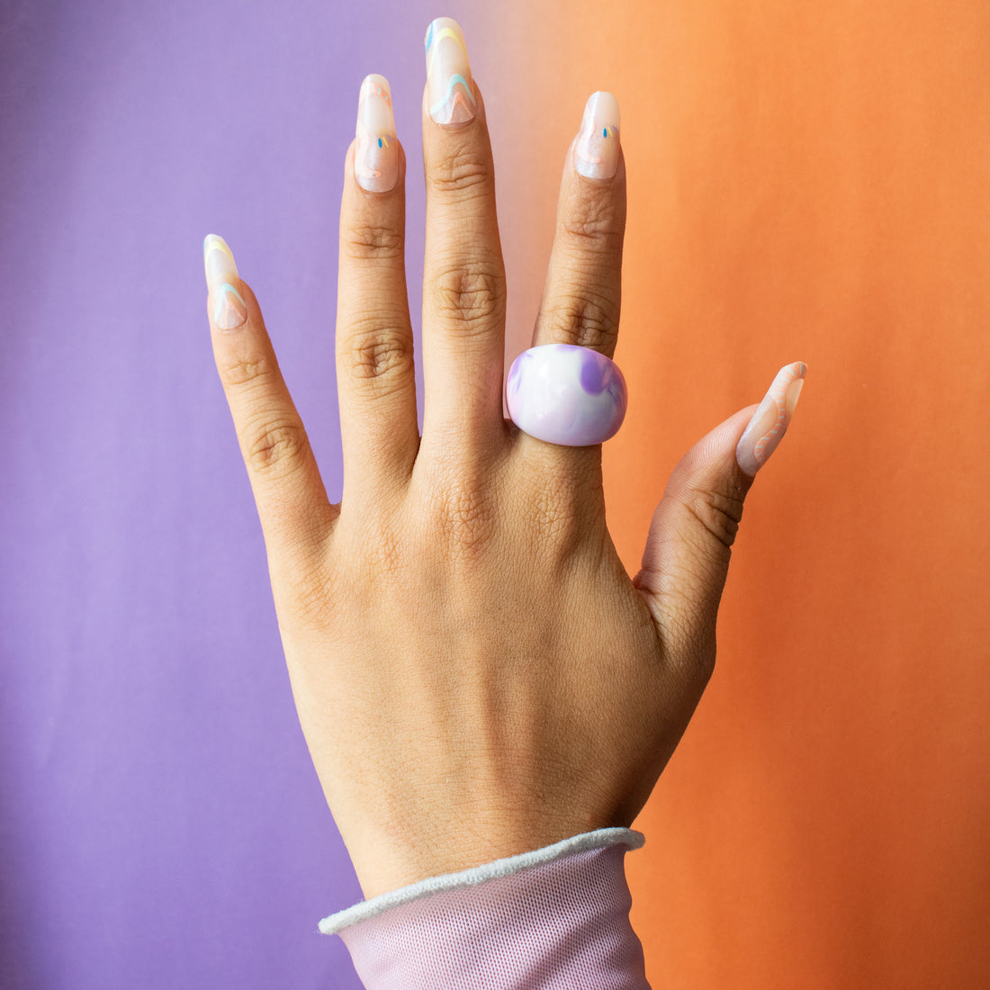 ¡NEW! Anillo Prisma Mora/rosa - Talla única 9