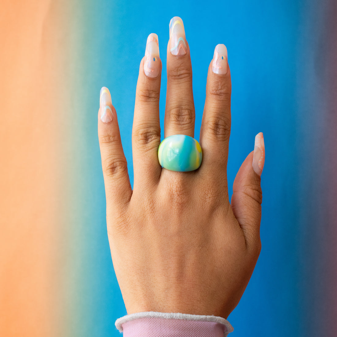 ¡NEW! Anillo Prisma Verde/Azul - Talla única 9