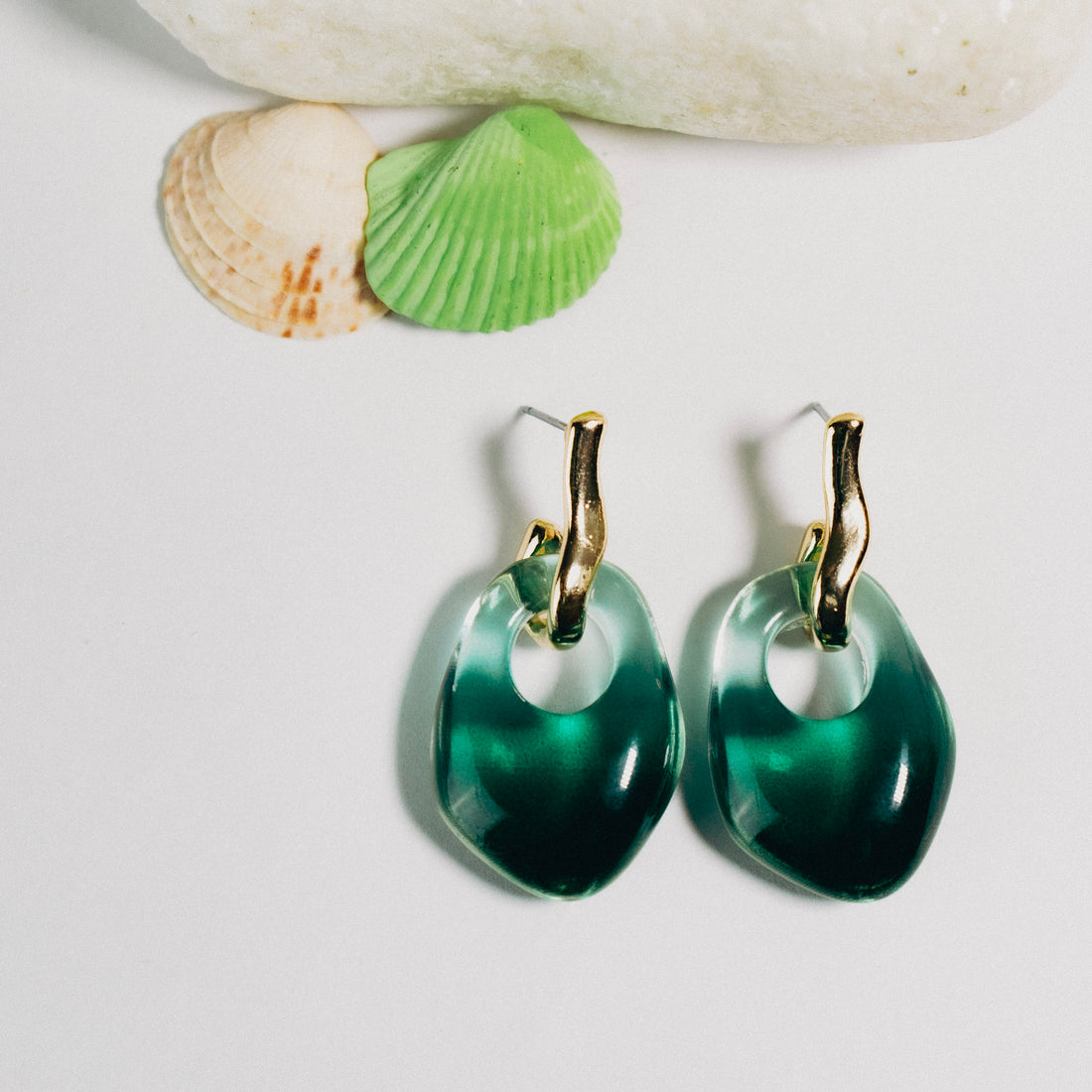 Aretes Aurora Marina verde pino pequeño