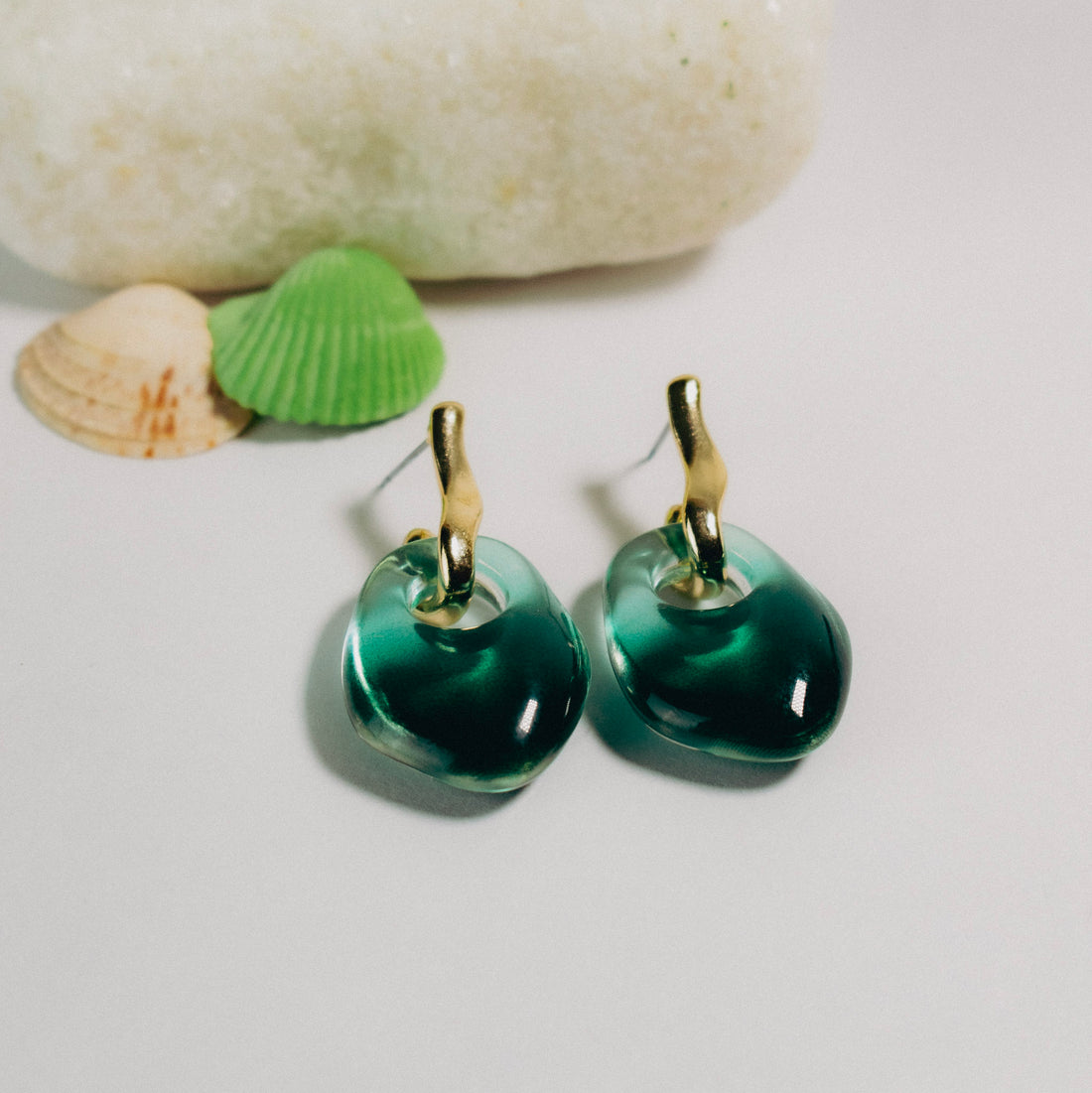 Aretes Aurora Marina verde pino pequeño