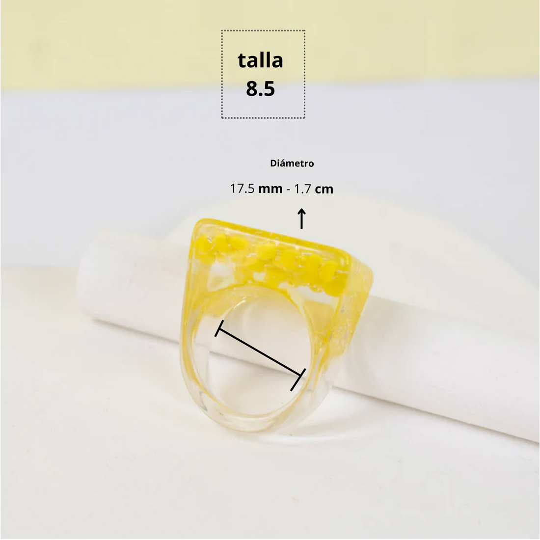 Anillo Acrílico tropical Amarillo - Talla única 9