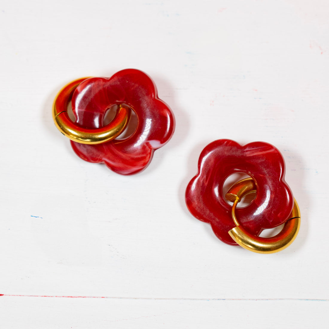 ¡NEW! Aretes Floral Rojo