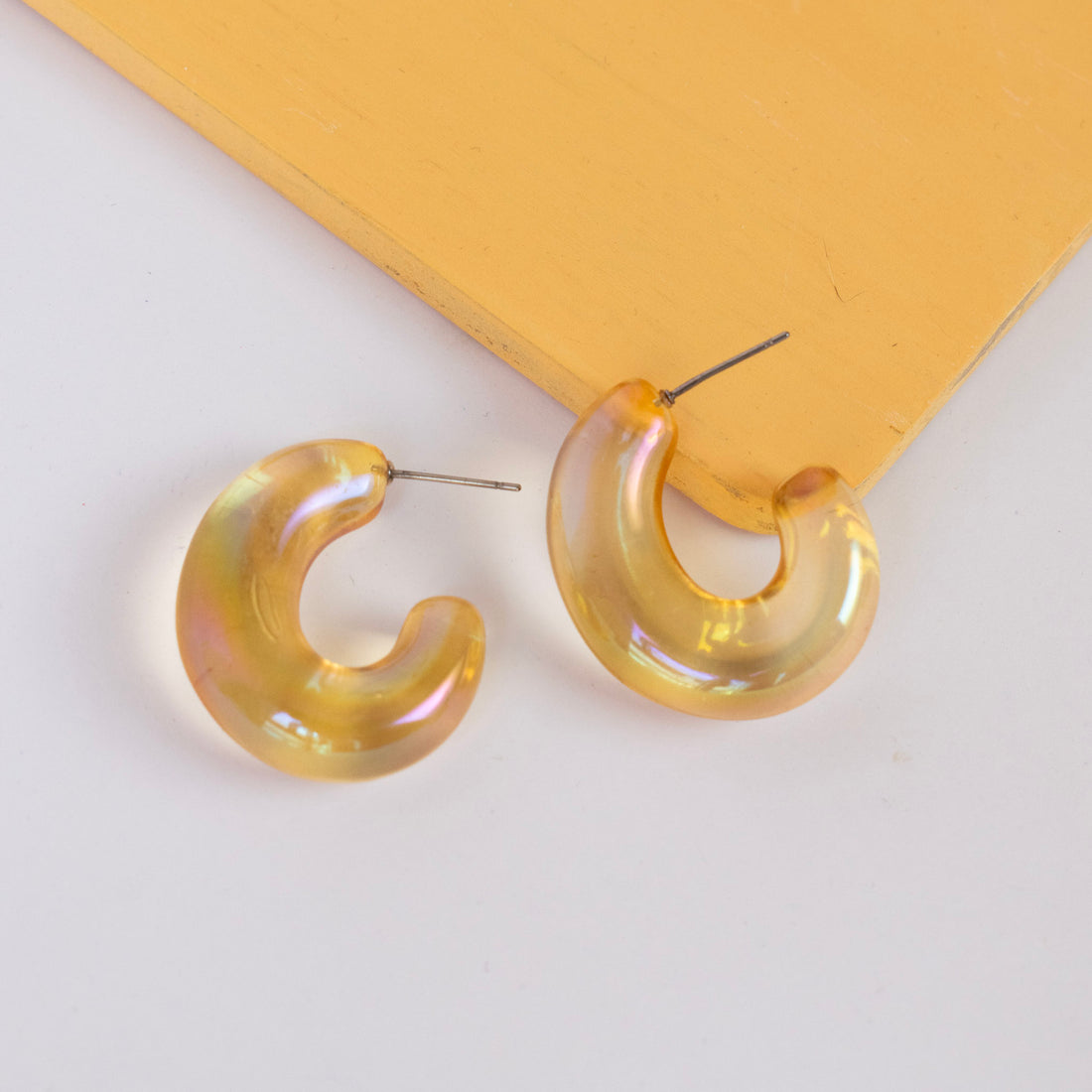 Aretes Acrílicas Tornasol Amarillo