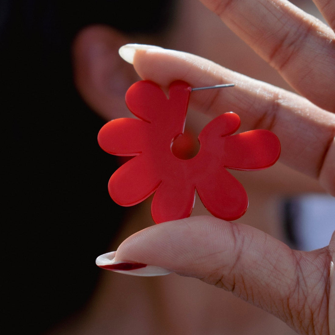 ¡NEW! Aretes Flor Rojo