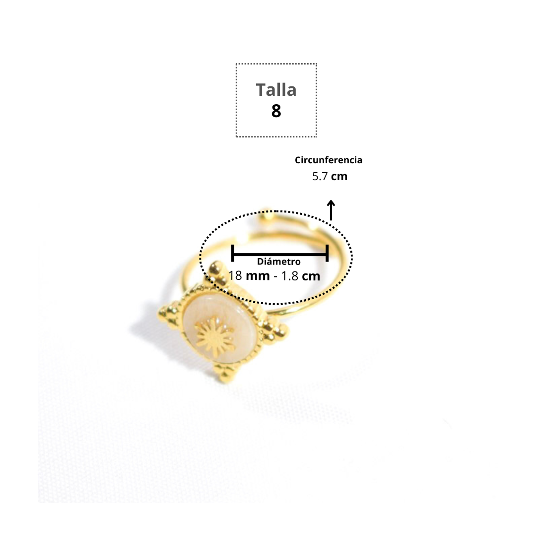 Anillo en baño de oro 18k  - Luz Solar Rosada Boho