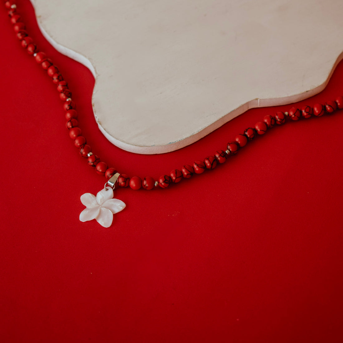 Collar Flor de perla Rojo