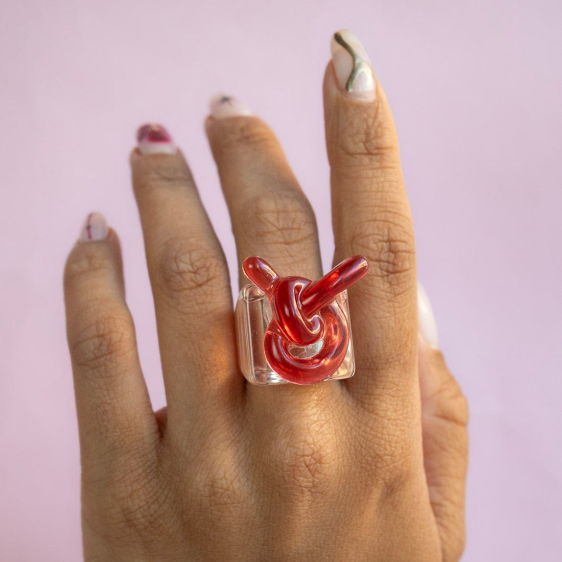 ¡NEW! Anillo lazos Transparente- Talla única 7.5