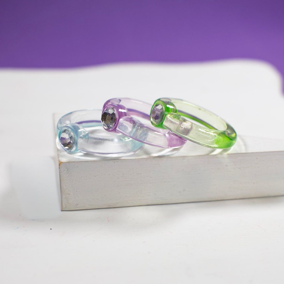 ¡NEW! Set x3 Anillos Diamante Redondo - Talla 7.5