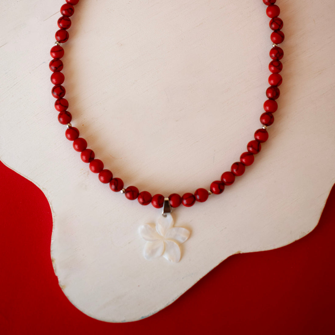 Collar Flor de perla Rojo