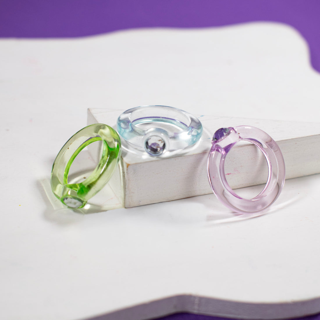 ¡NEW! Set x3 Anillos Diamante Redondo - Talla 7.5