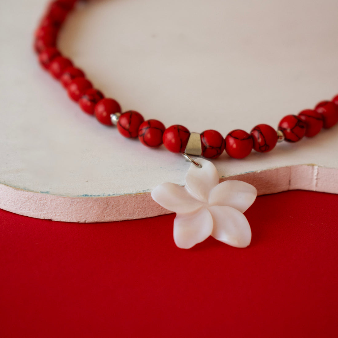 Collar Flor de perla Rojo