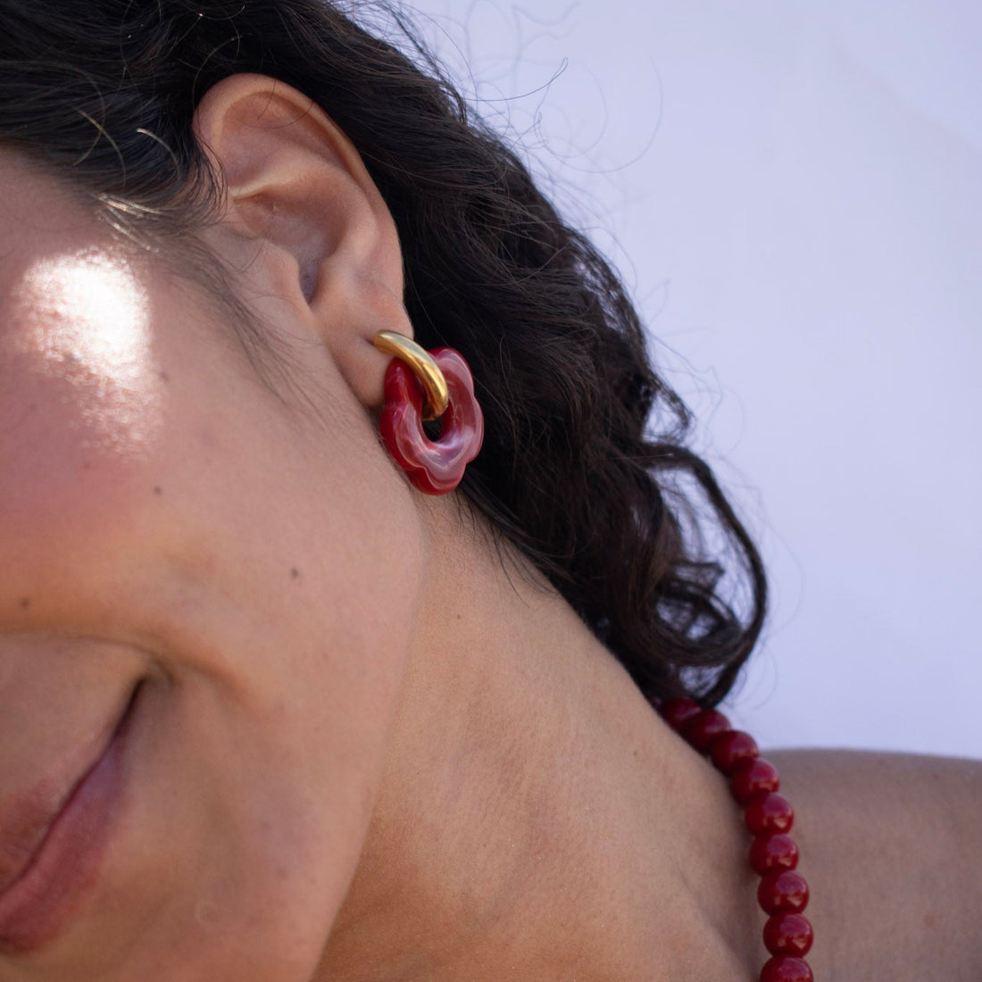 ¡NEW! Aretes Floral Rojo
