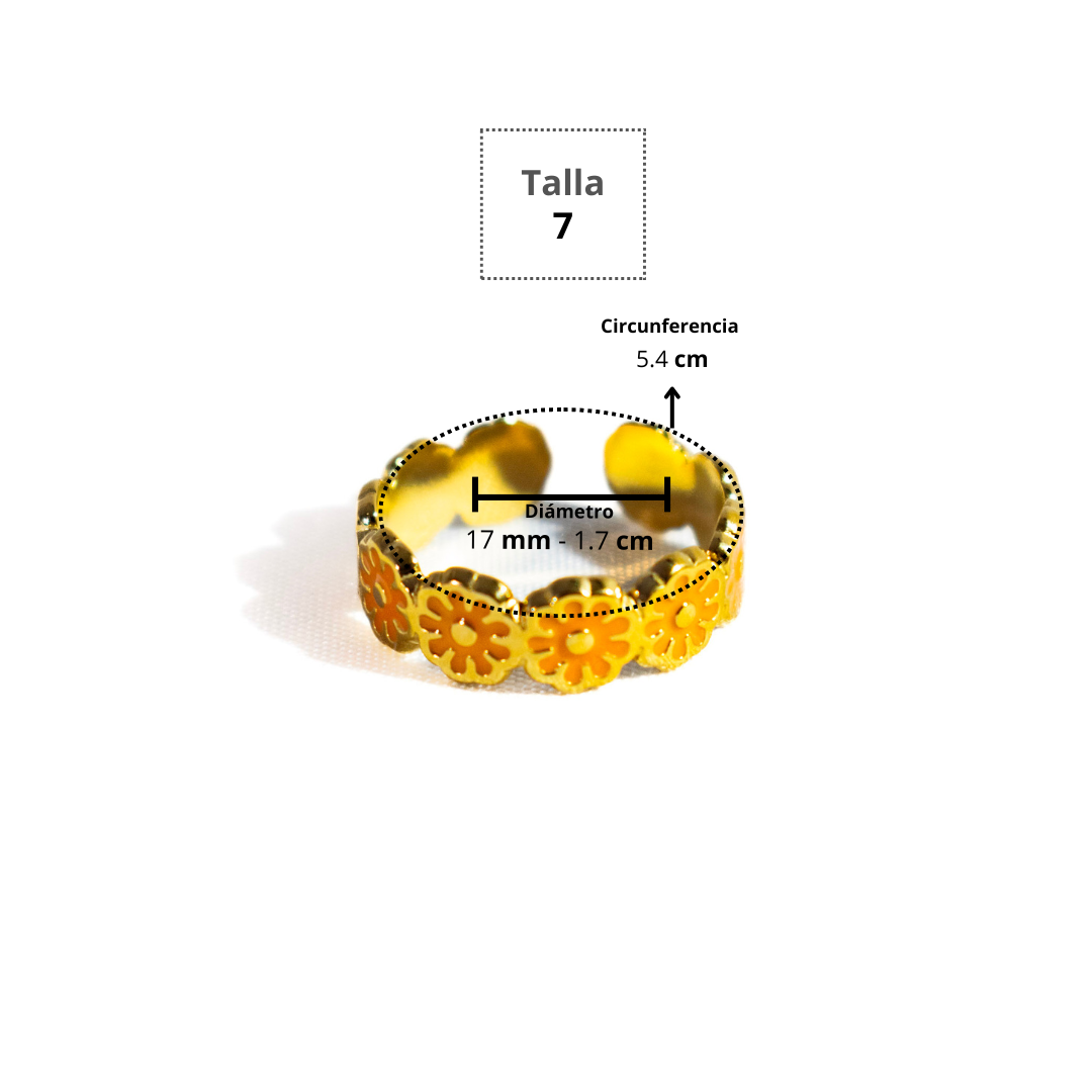 Anillo baño de oro de 18k - Flor Naranja