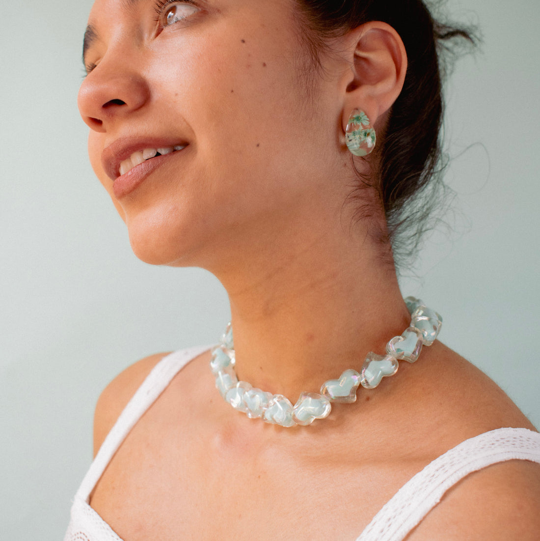 Collar Corazones Verde Pastel