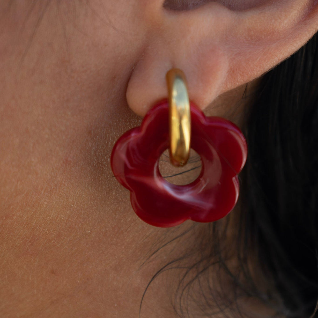 ¡NEW! Aretes Floral Rojo