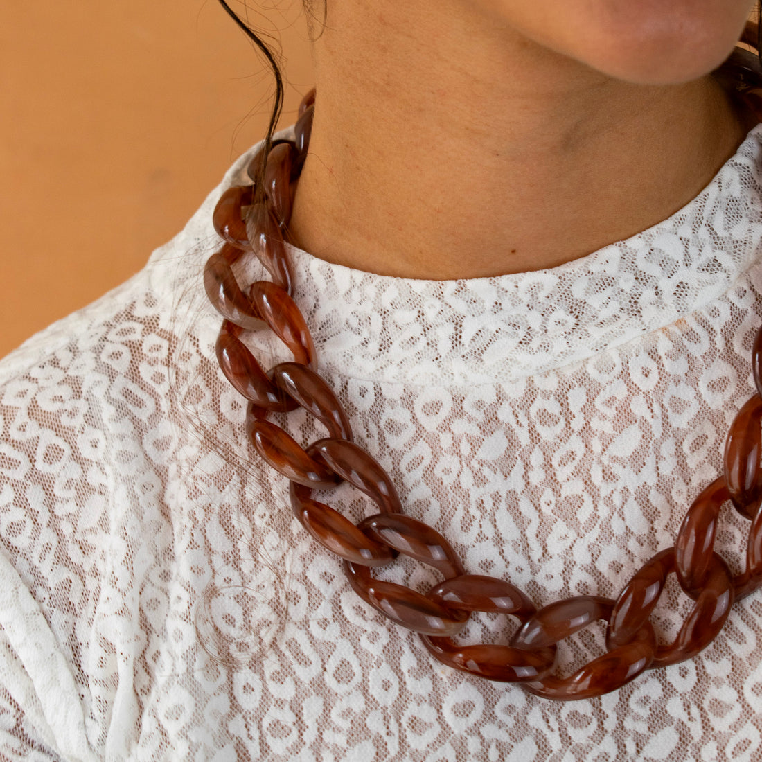 Collar  Cadena Acrílico Caramelo