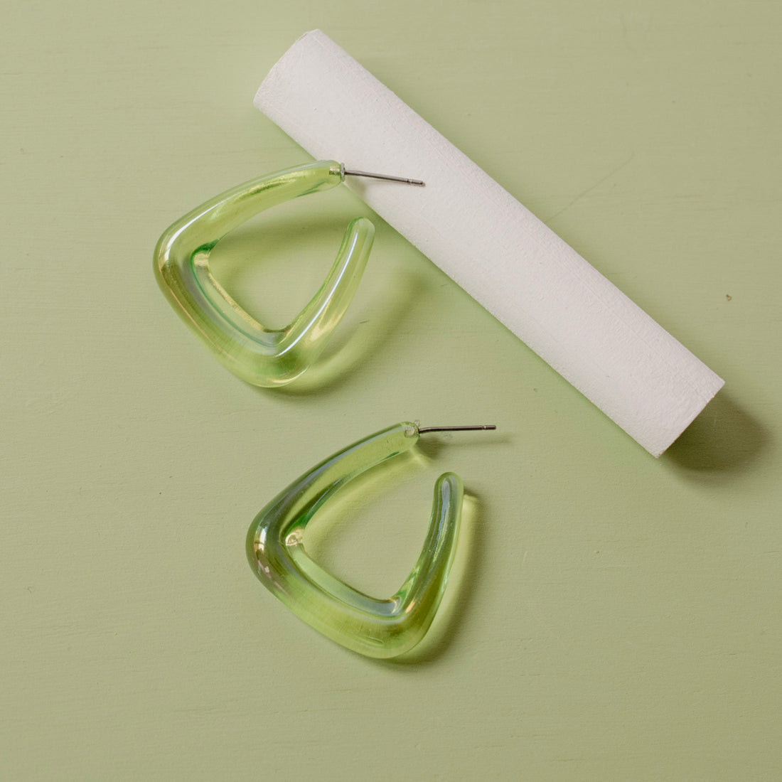 Aretes Acrílicas Tornasol Verde