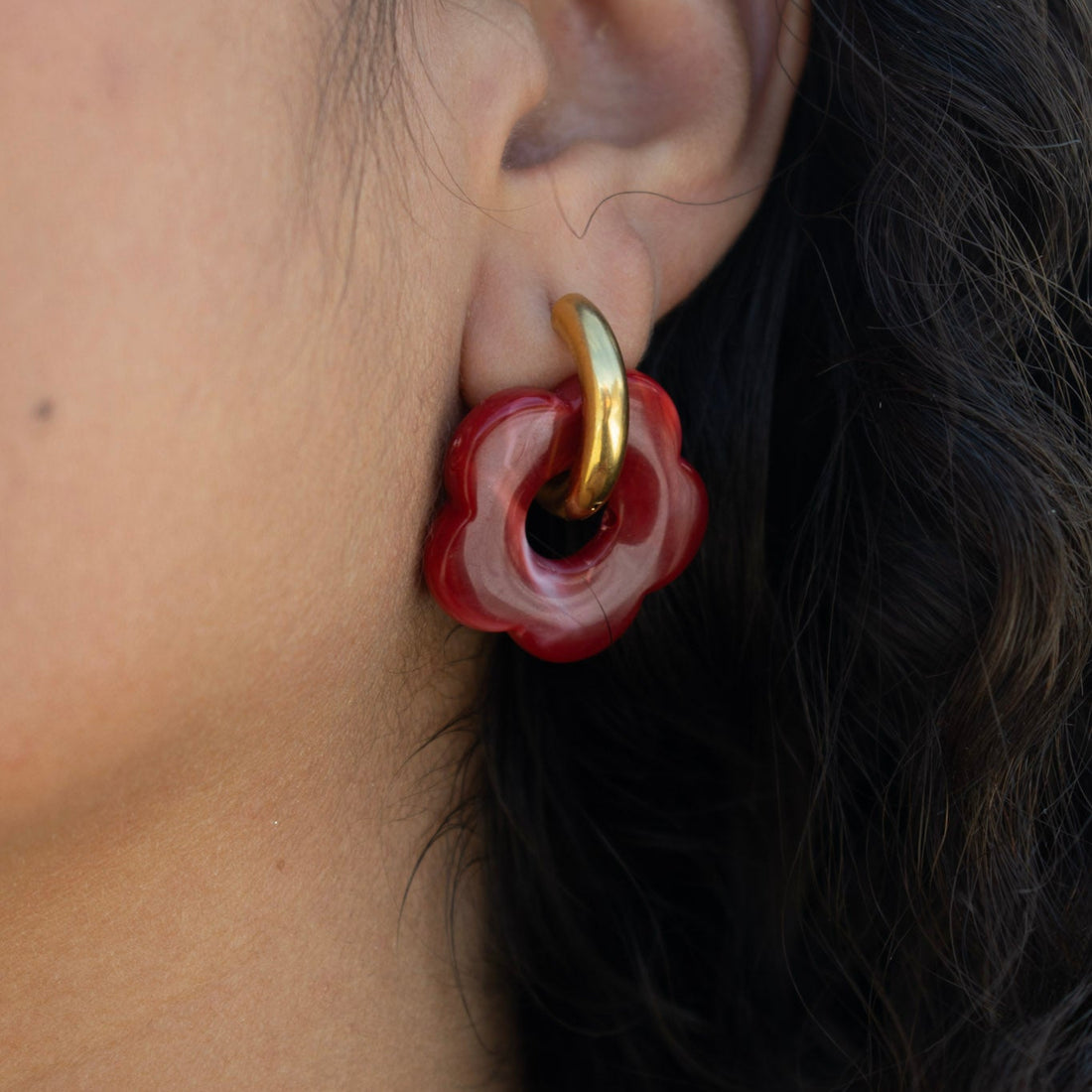 ¡NEW! Aretes Floral Rojo