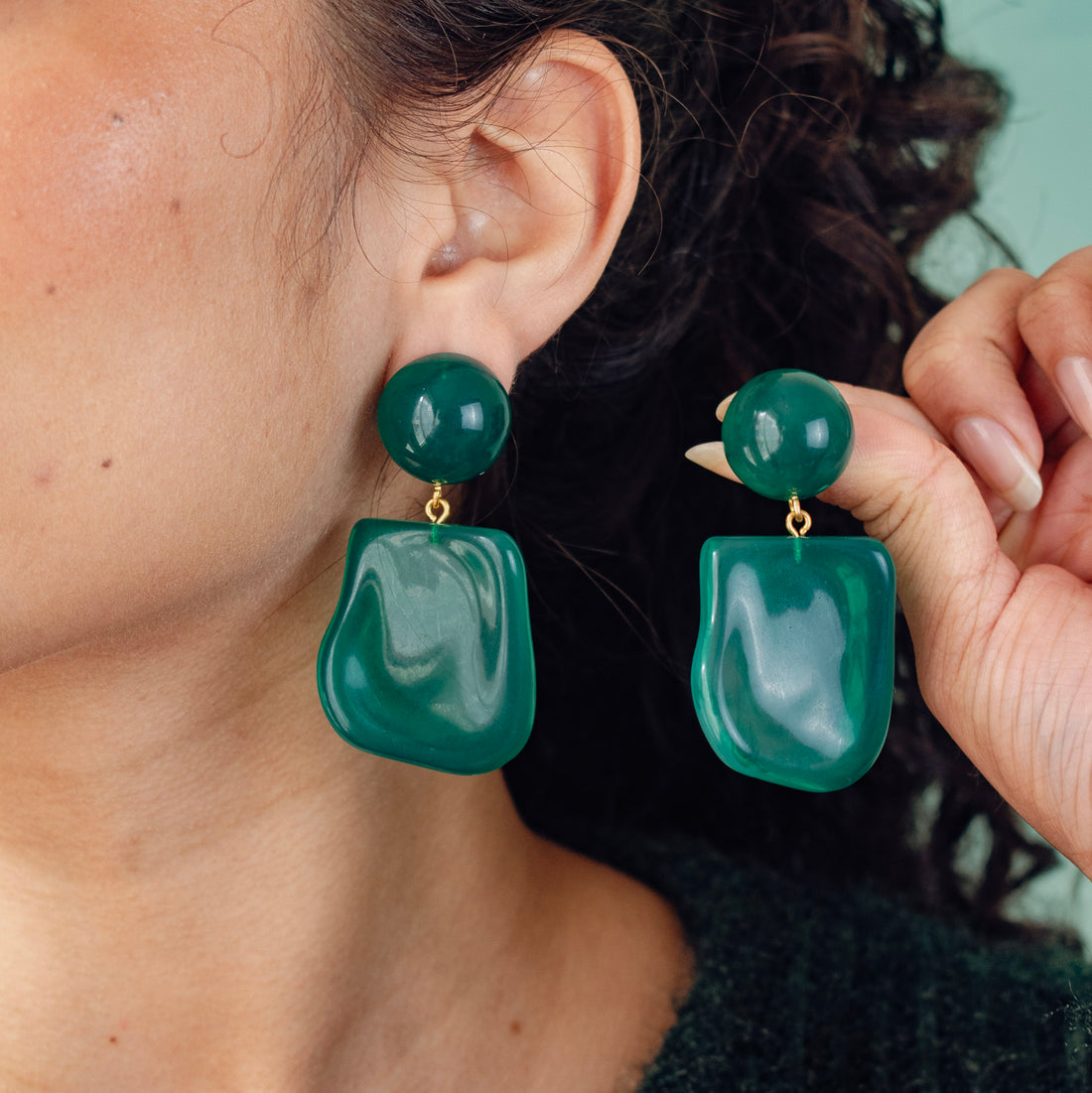 Aretes Acrílico vintage Verde Aguamaria