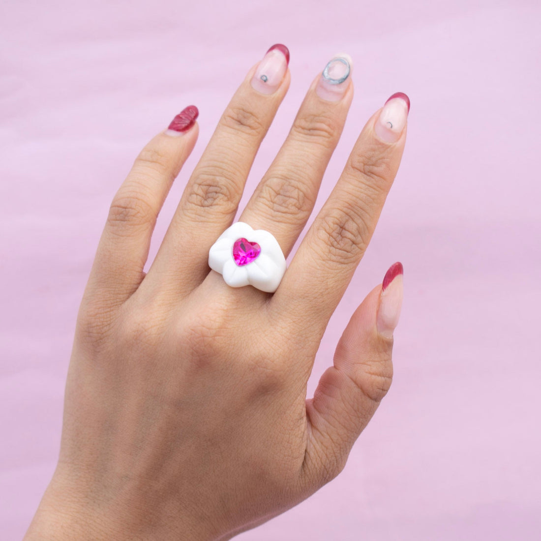 ¡NEW! Anillo Mini Gema Blanco- Talla única 7.5