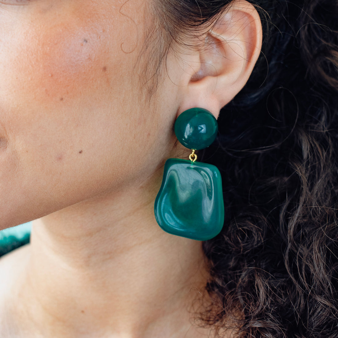 Aretes Acrílico vintage Verde Aguamaria