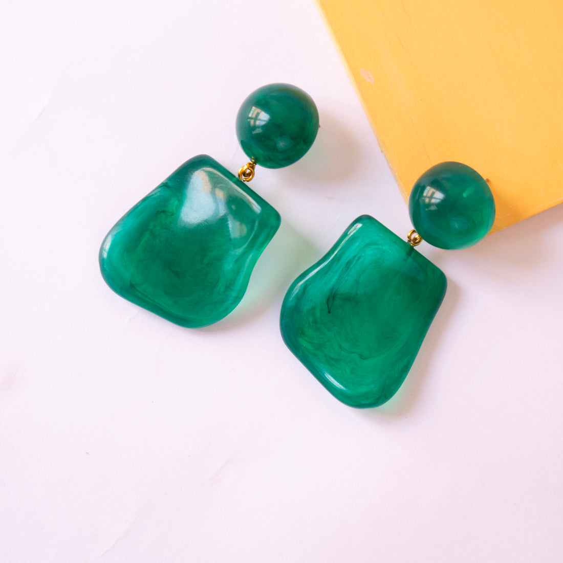 Aretes Acrílico vintage Verde Aguamaria