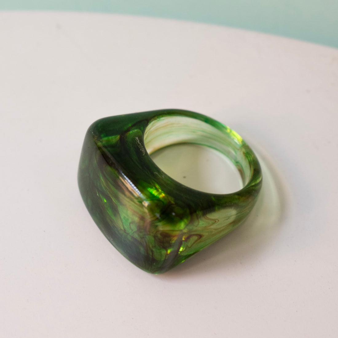 Anillo Acrílico Verde cuadrado