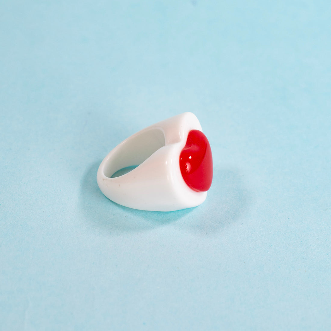 ¡NEW! Anillo Corazón Abstracto Blanco - Talla 8