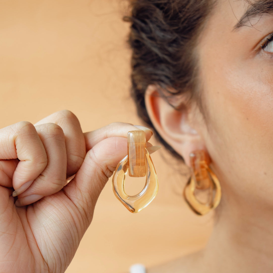 Aretes Acrílicos Hoja Naranja