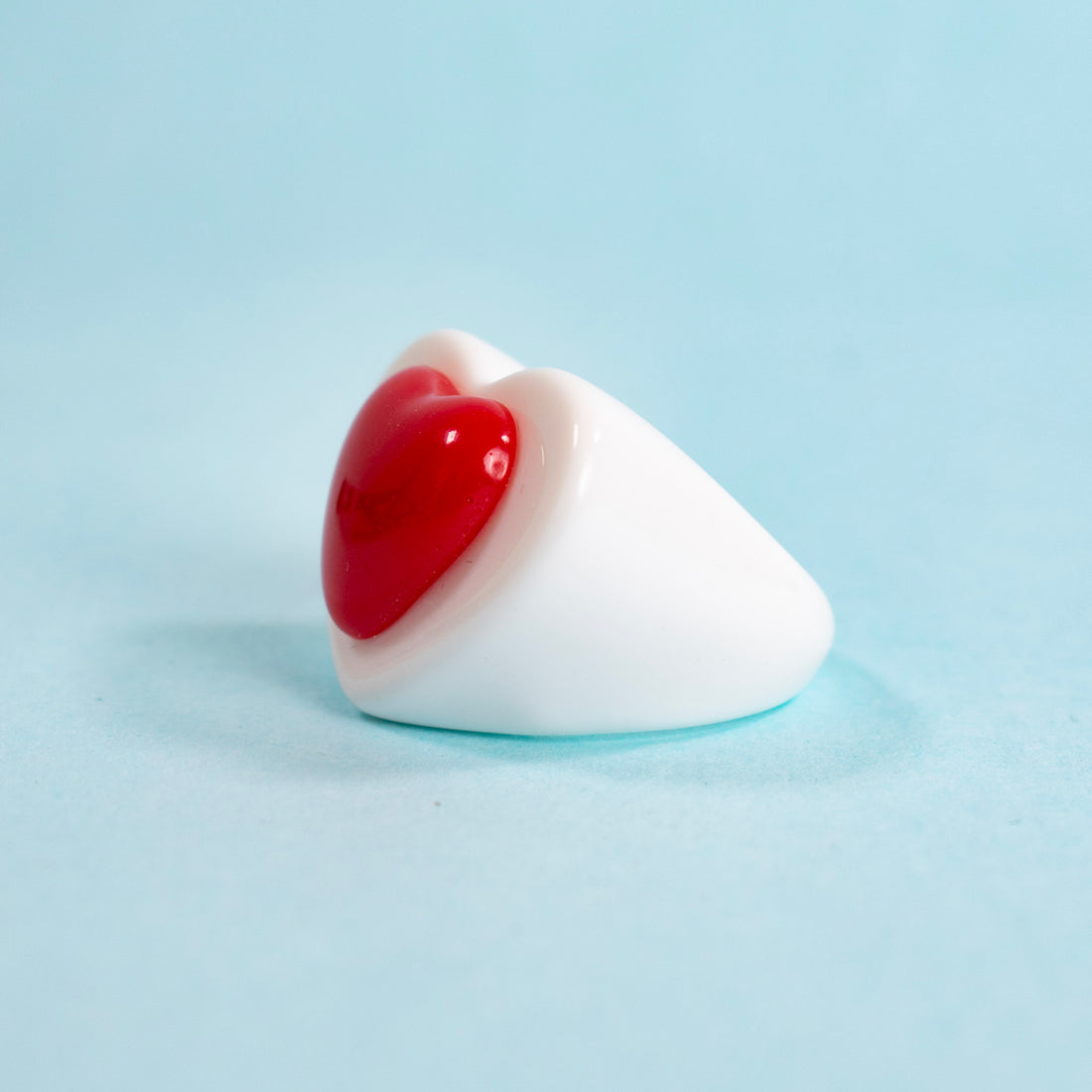 ¡NEW! Anillo Corazón Abstracto Blanco - Talla 8