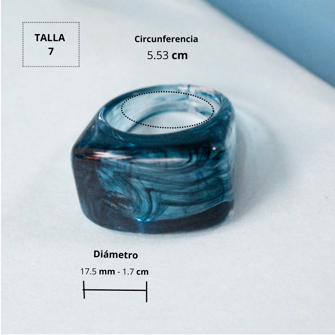 Anillo Acrílico Geométrico Azul Oscuro