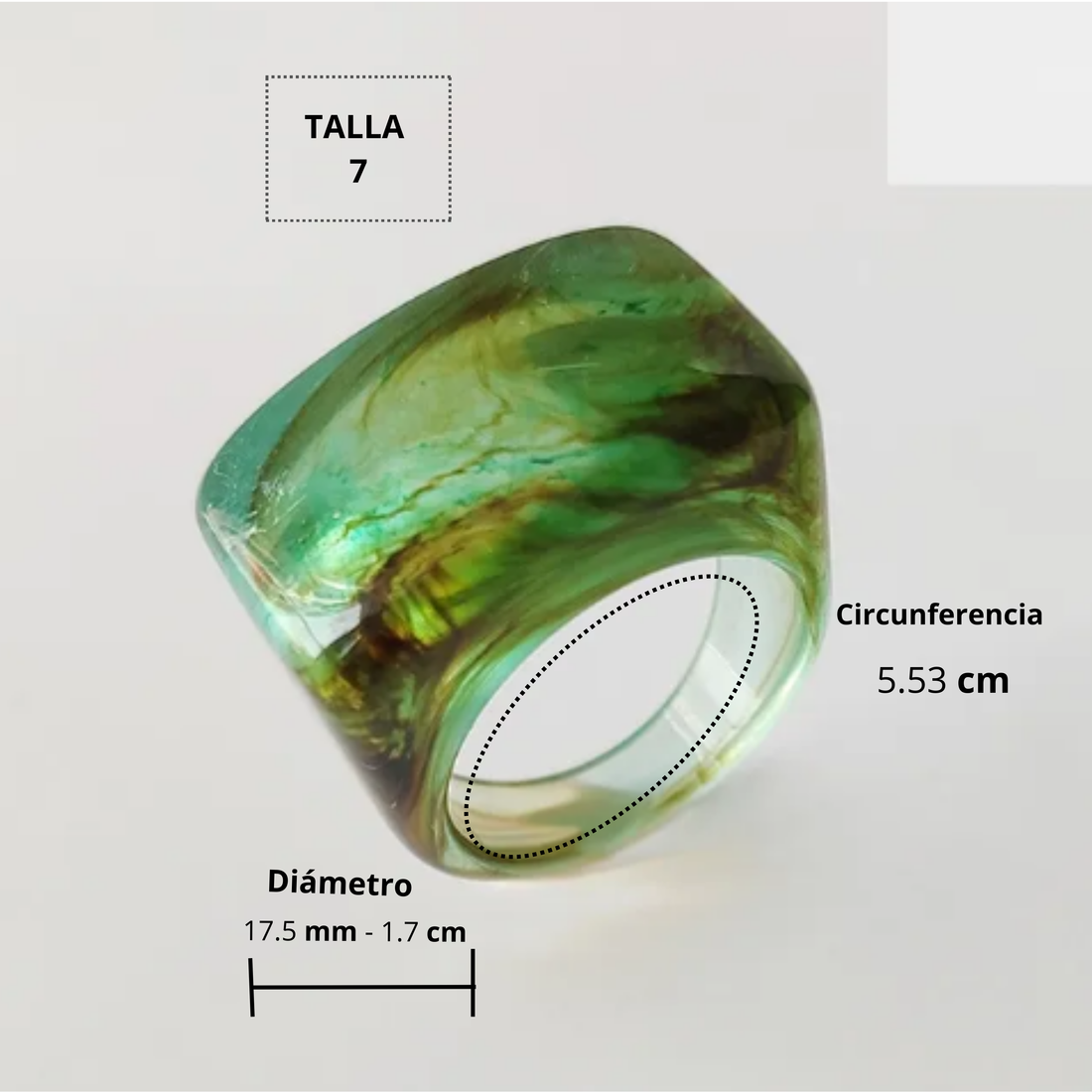 Anillo Acrílico Verde cuadrado