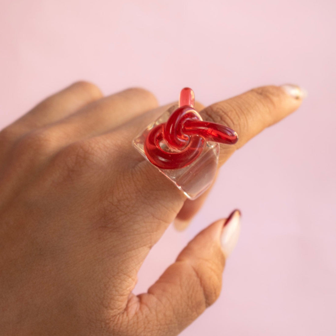 ¡NEW! Anillo lazos Transparente- Talla única 7.5