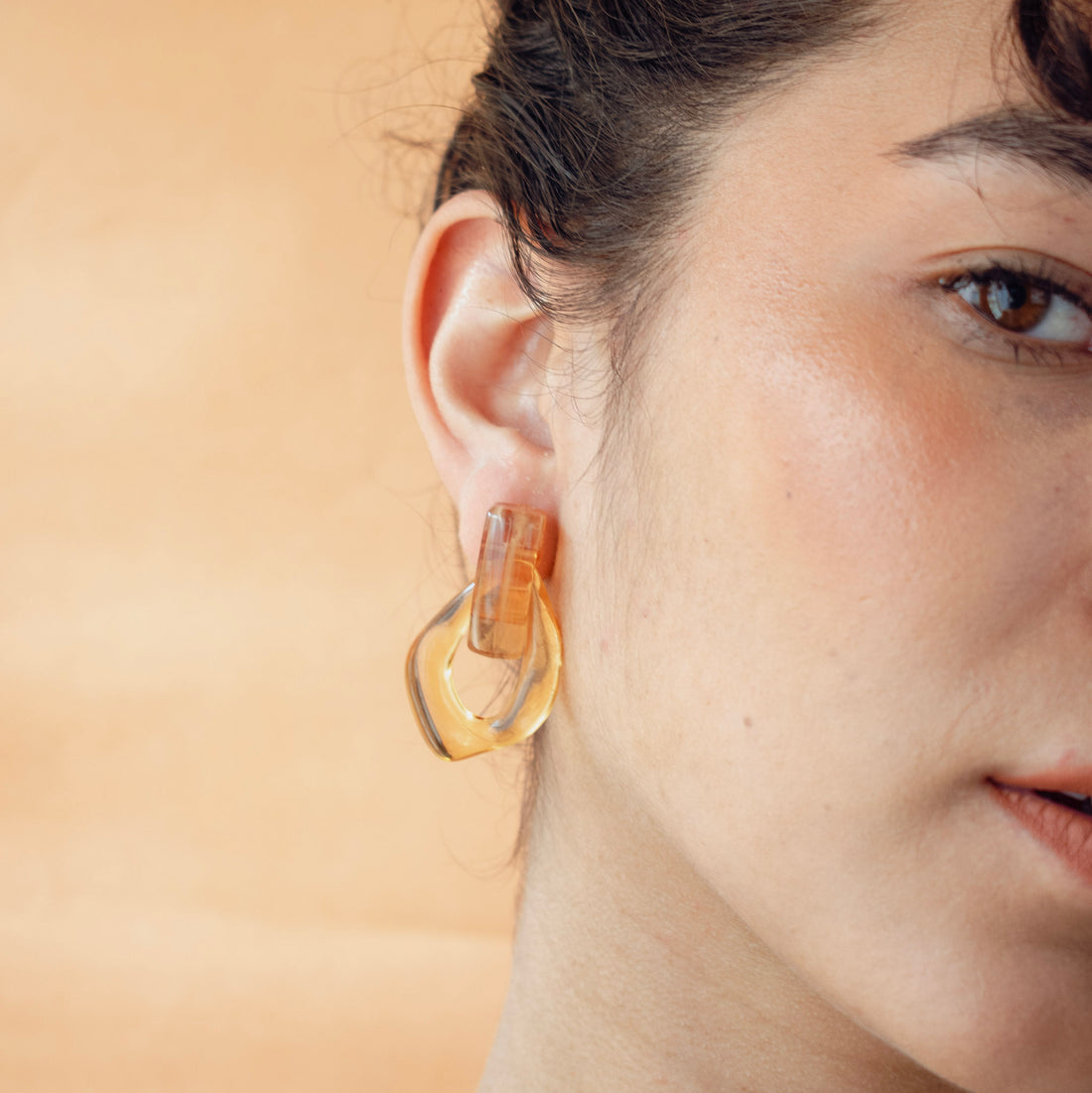 Aretes Acrílicos Hoja Naranja