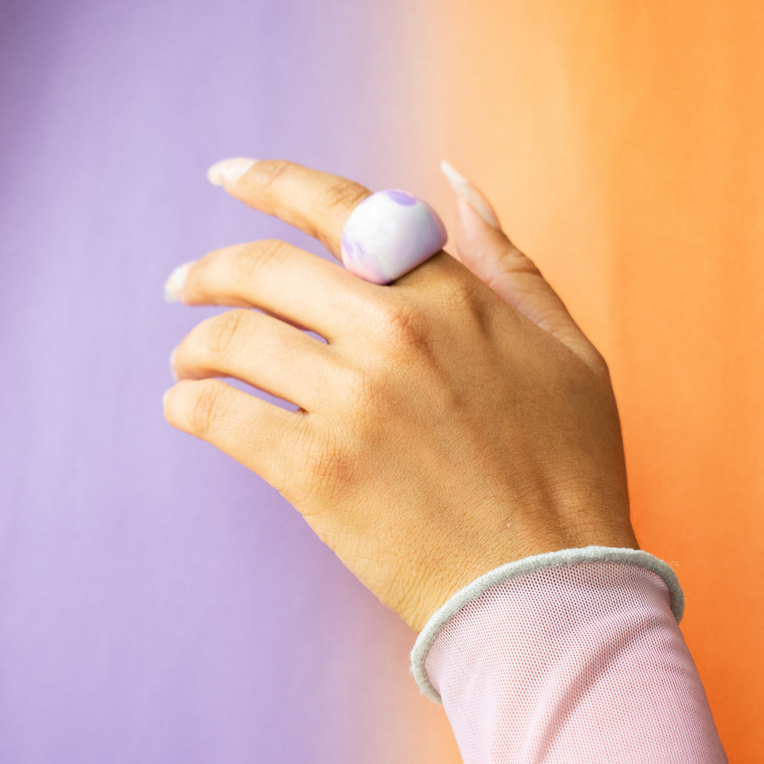 ¡NEW! Anillo Prisma Mora/rosa - Talla única 9