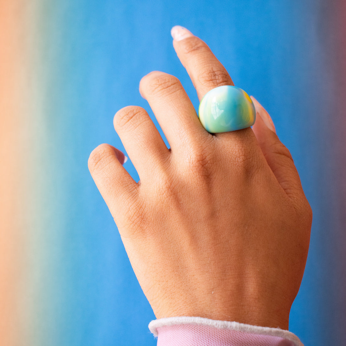¡NEW! Anillo Prisma Verde/Azul - Talla única 9
