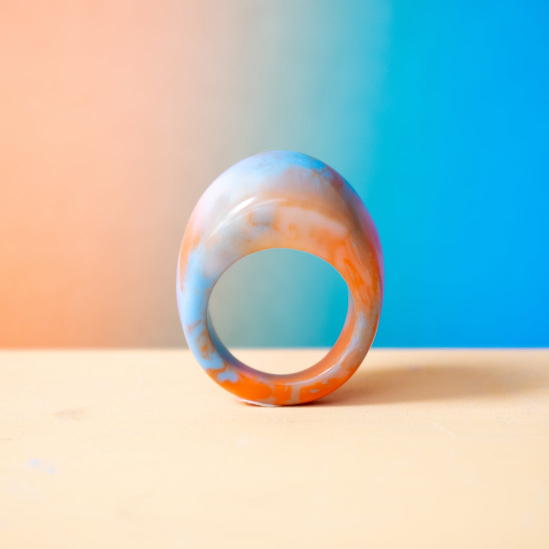 ¡NEW! Anillo Prisma Naranja/Azul - Talla única 9